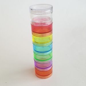 Rainbow Colors Plastic Earrings Rings Trinkets Tower Case NWOT